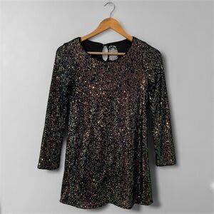 New Girls' Long Sleeve Sequin A-Line Dress - art class Size L (10/12)
